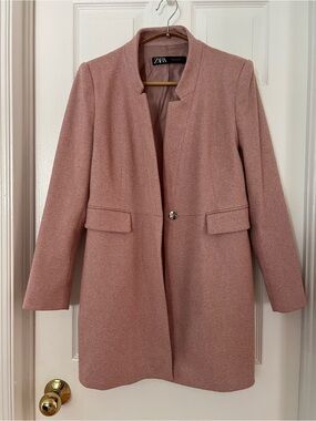 Zara Dusty Rose Collarless Light Coat or Blazer